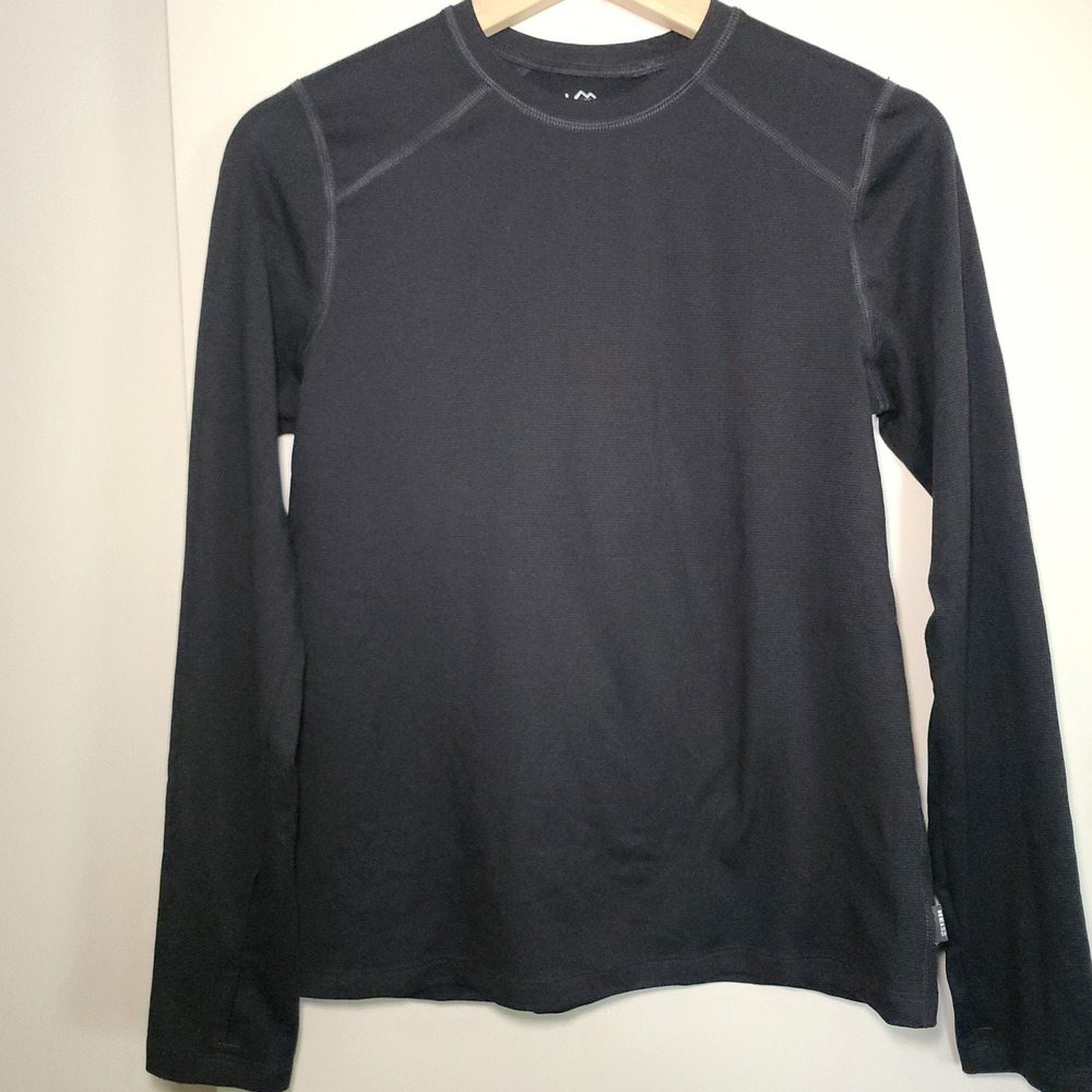 REI Co-op Base Layer Top Kids L 14-16 Black Excellent Midweight Crew Long Sleeve